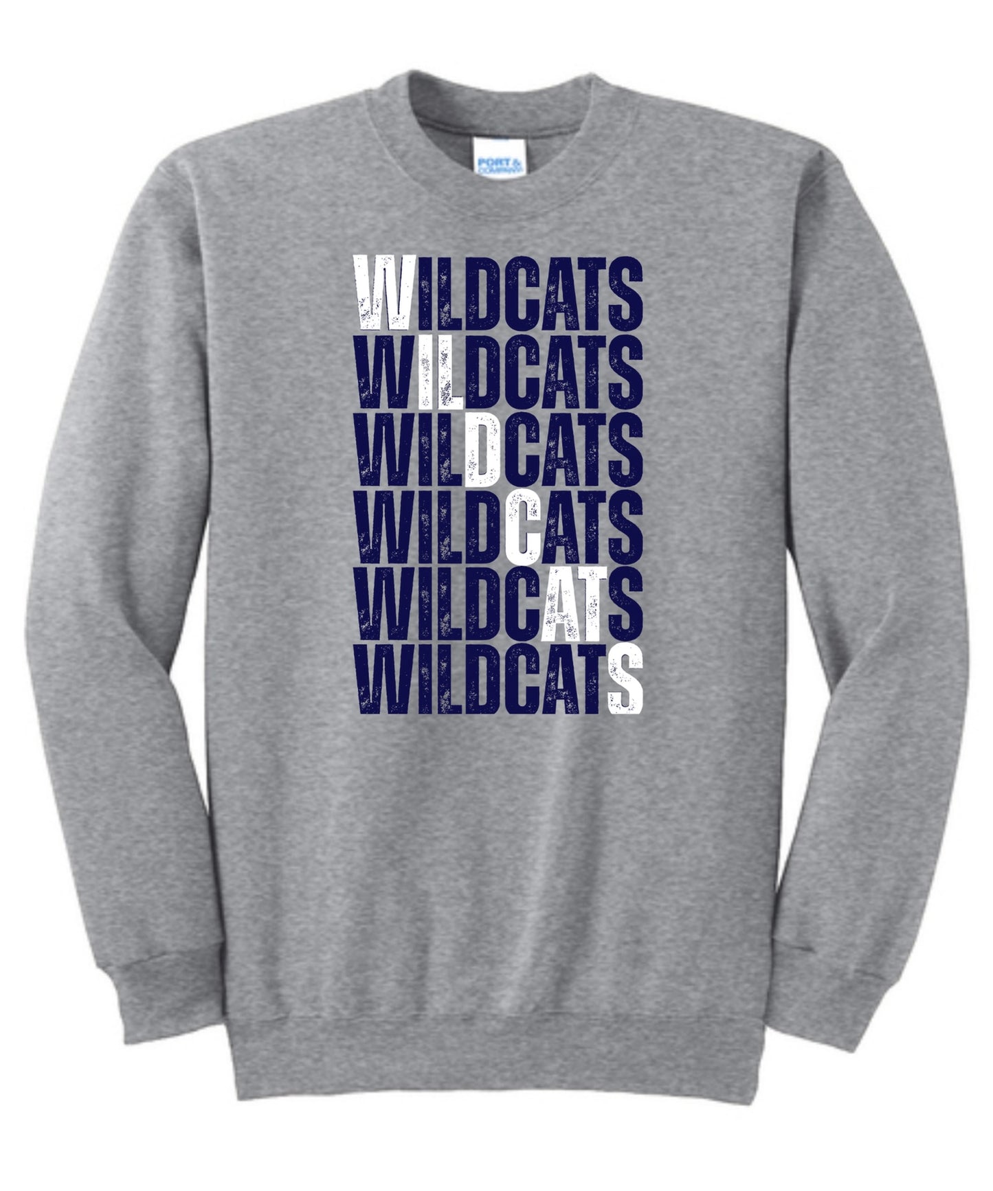 Youth-Adult Athletic Heather Gray Unisex Port & Company Crewneck Sweatshirt with Design 1