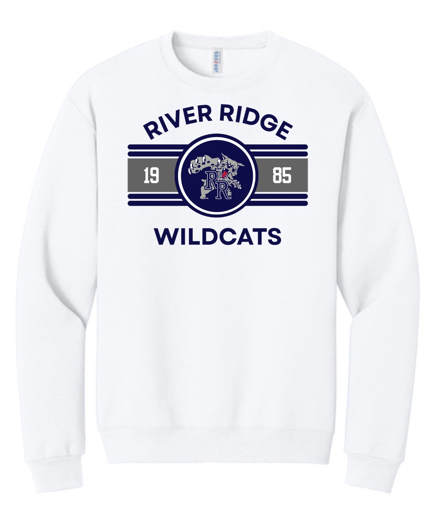 Youth-Adult White Unisex Jerzees NuBlend Crewneck Sweatshirt with Design 2