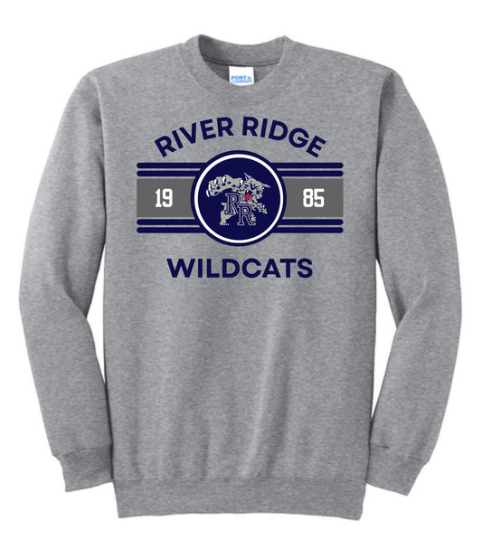 Youth-Adult Athletic Heather Gray Unisex Port & Company Crewneck Sweatshirt with Design 2