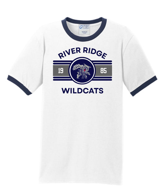 Adult White Ringer Unisex Port & Company Tee with Design 2