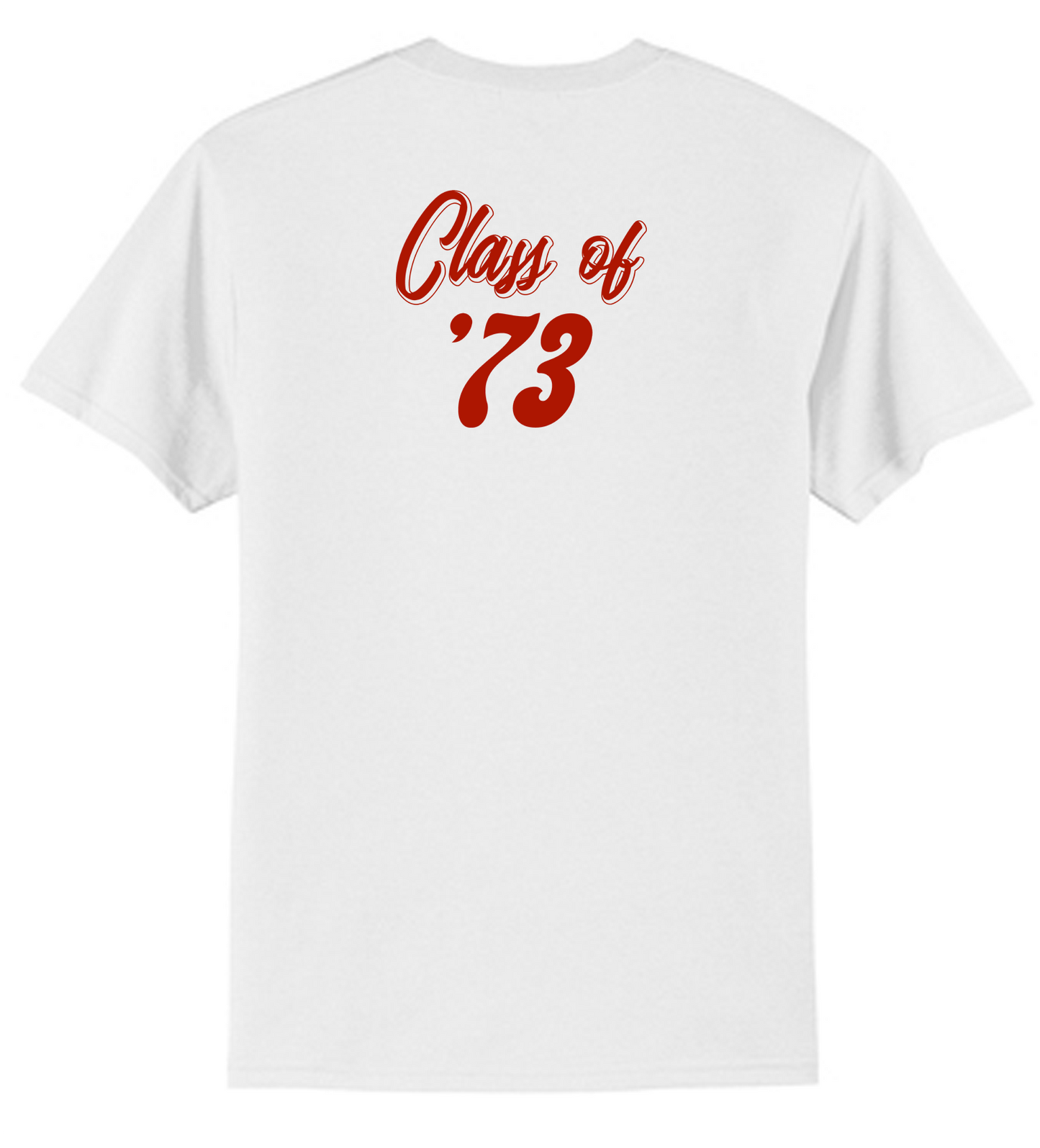 "Class of '73" Personalization on Back of Apparel